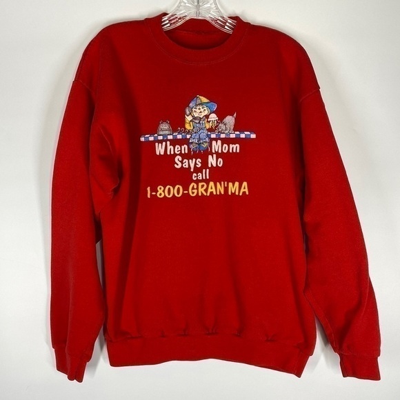 Vintage Santee Red Call Grandma Crewneck Sweatshirt 90s Large - Picture 1 of 6